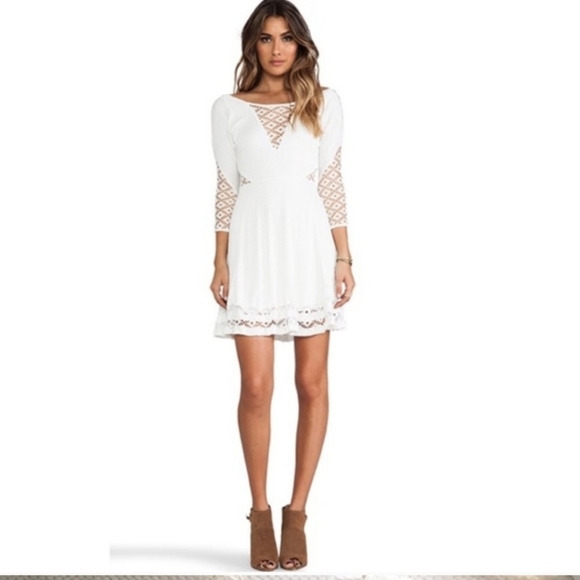 Free People To the Point Dress Snow Cut Out Lace White Seductive Bohemian Summer - Picture 2 of 16